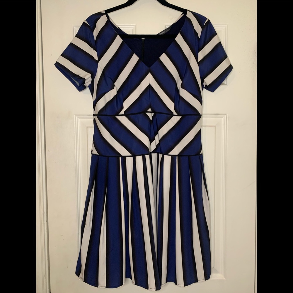 NWOT eShakti Stripped Short Sleeve Dress